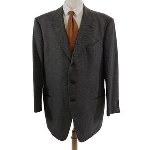 Armani Collezioni Mens Textured Button Pattern Lined Blazer Coat Brown Size M